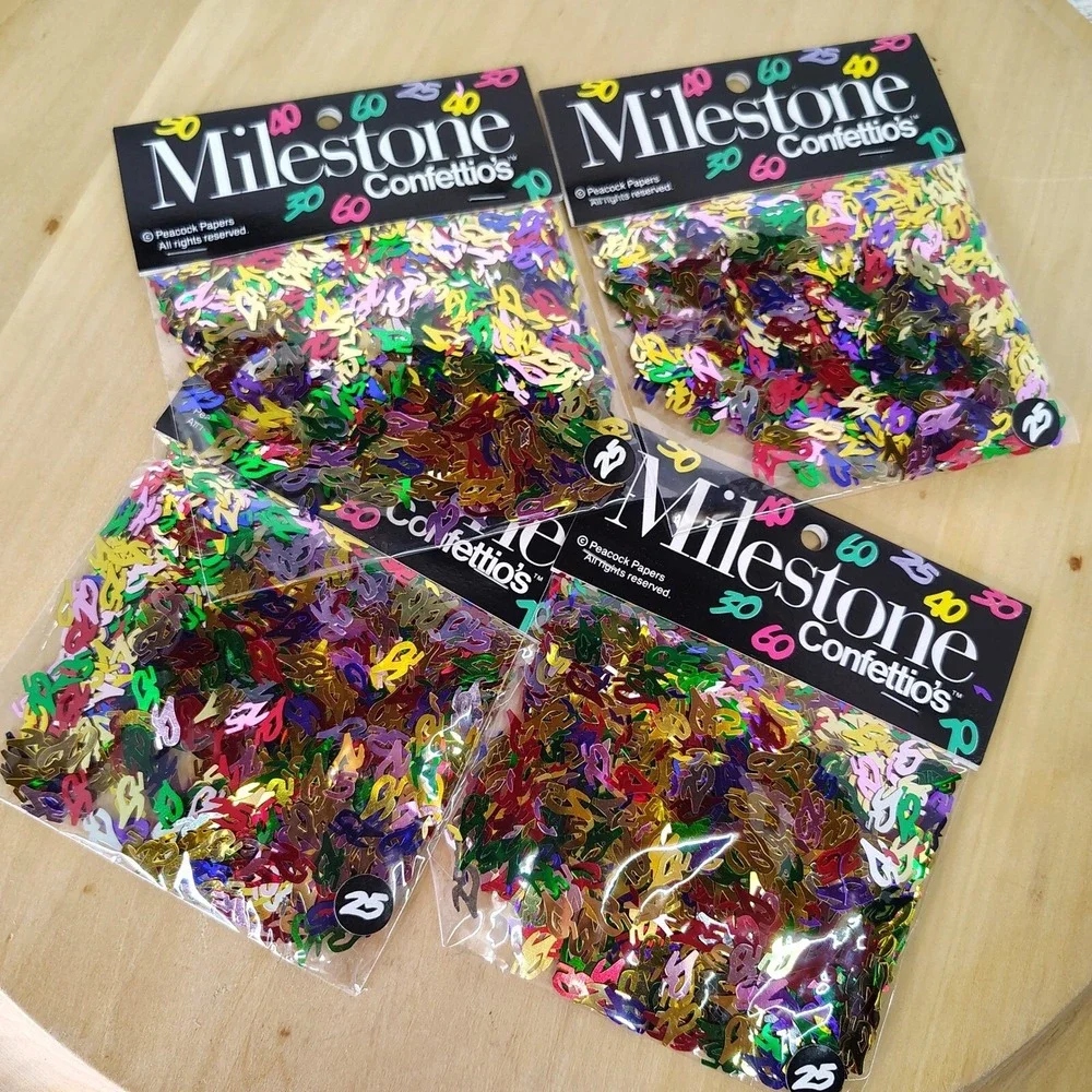 Year 25 Confetti (4‎ pkgs) Milestone Confettios Party Decorations Table Scatter